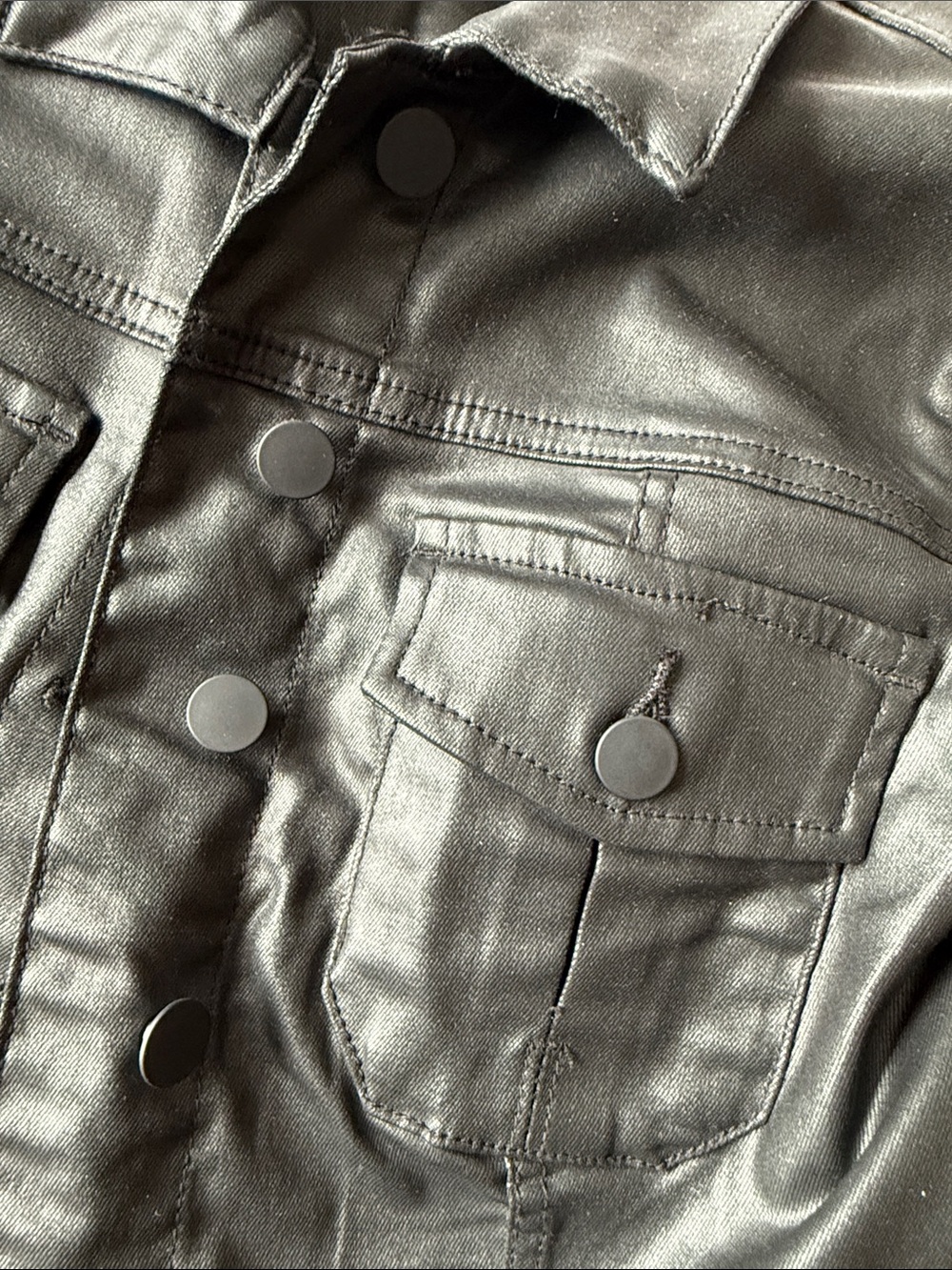 Kut from the Kloth Kara Black Faux Leather Jean Jacket S - Picture 4 of 8